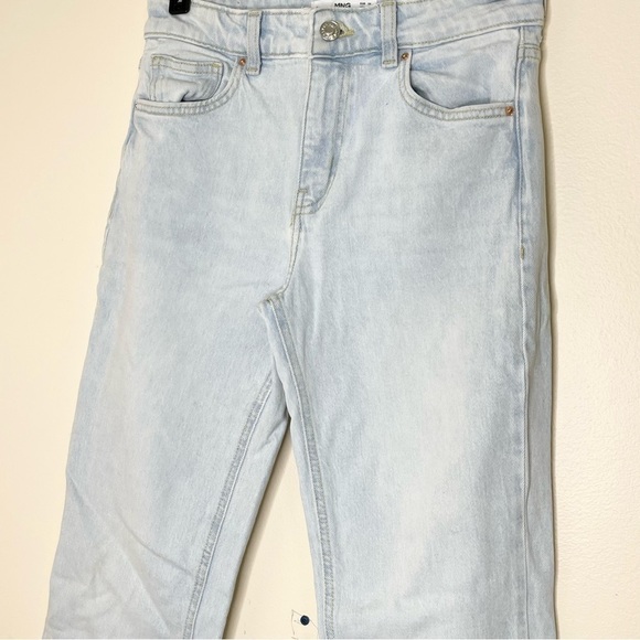 Mango Light Blue High Waist Wide Leg Raw Hem US 2 - Picture 4 of 7